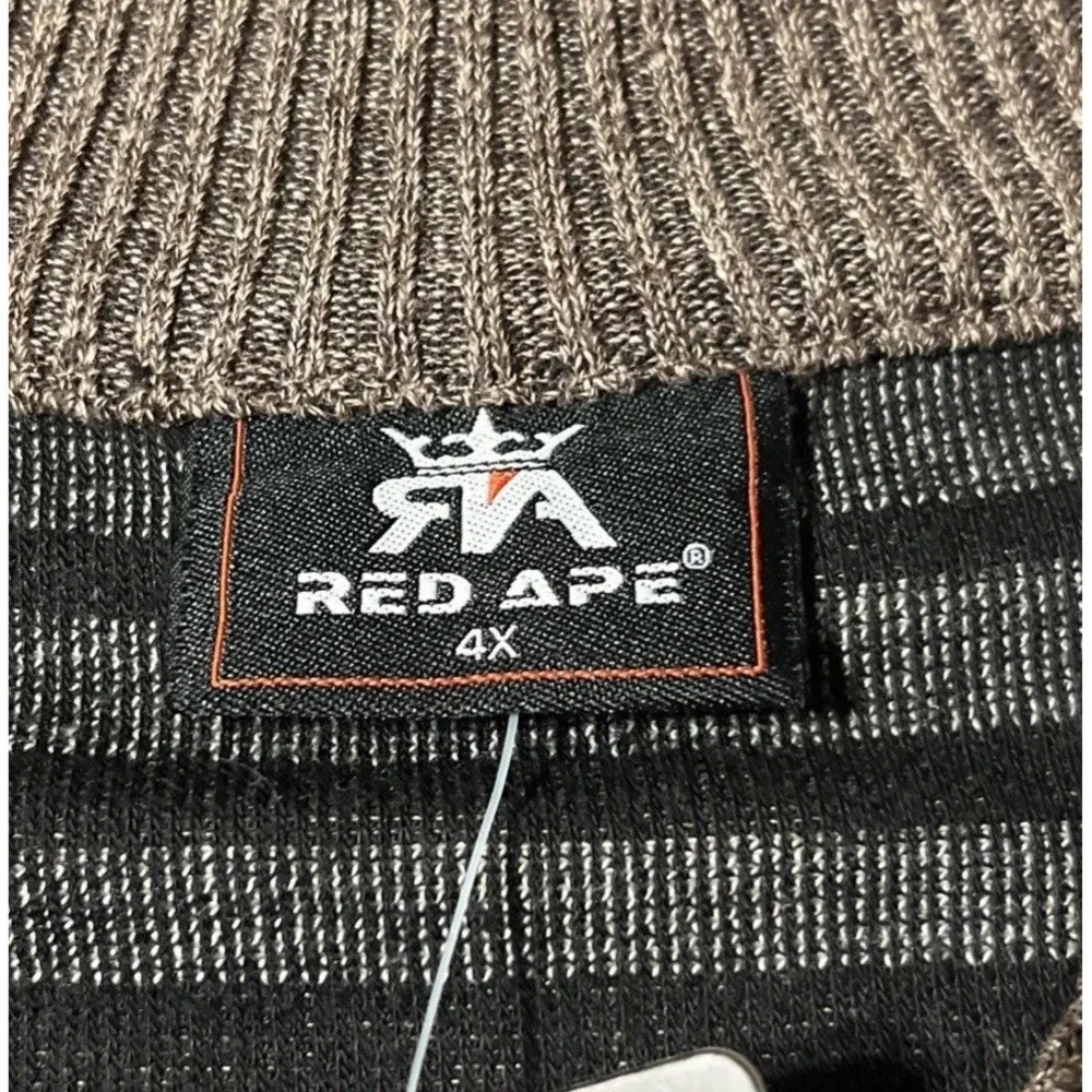 Red Ape 1/4 Zip Pullover Brown/Beige Striped‎ Sweater Size 4X, NWT - Picture 4 of 8